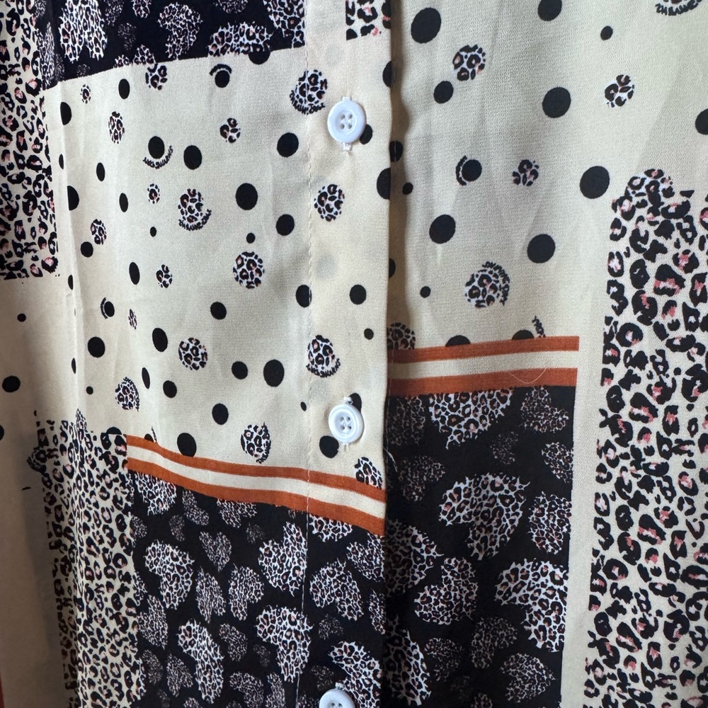 Stylish Leopard Patchwork Button Down Shirt - Picture 2 of 5